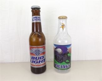 2 Large Bud Light Beer and Vikings Coin Banks