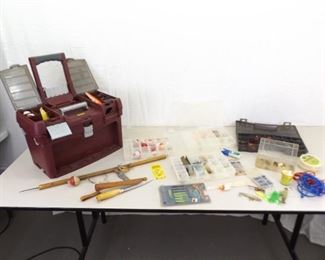 Loaded Tackle Box of Fishing Lures, bobbers, etc.