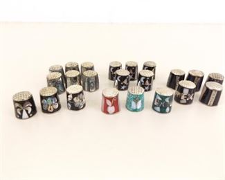 Collection of Abalone Inlayed Mexican Silver Thimbles