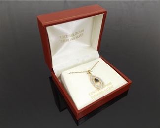 NEW .925 Sterling Silver Diamond Accented Sapphire 18k Vermeil Pendant Necklace