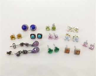 15.5 Grams of .925 Sterling Silver Post Earrings With Stones
