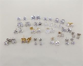 30 Grams of .925 Sterling Silver Post Earrings With Cubic Zirconia's