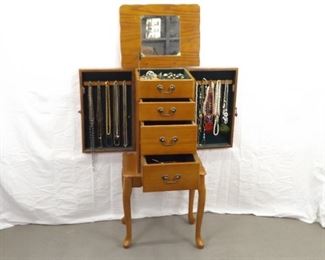 Jewelry Armoire PACKED full of Costume Jewelry