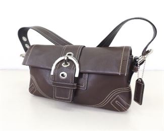 Authentic Brown Leather COACH Soho Baguette Shoulder Bag
