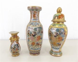 Lot of Asian Themed Gold Gilded Porcelain Vases
