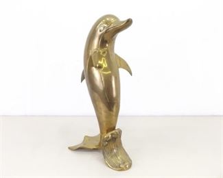 LARGE 19.25" Tall Brass Dolphin WOW Sculpture