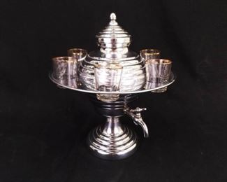 Vintage Chrome Art Deco 6 Shot Beverage Caddy