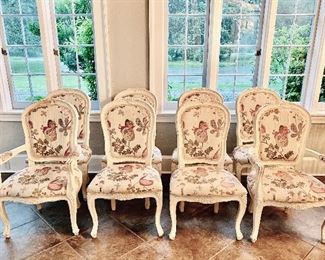 Custom upholstered dining chairs, set of 8.  Need to be recovered
