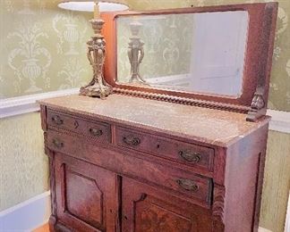 19th c. marble top sideboard 