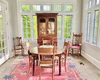 Antique oak table and chairs 