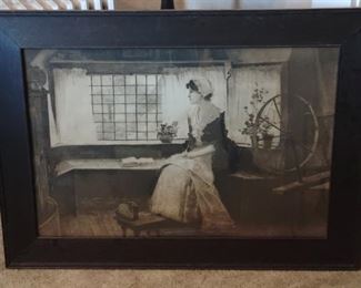 Antique Framed Etching William Sartain Daydreams