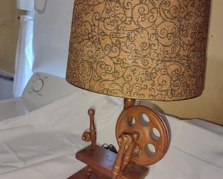 Wooden Spinning Wheel Lamp