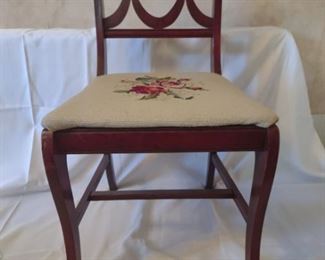 Vintage Wooden Chair with Needlepoint