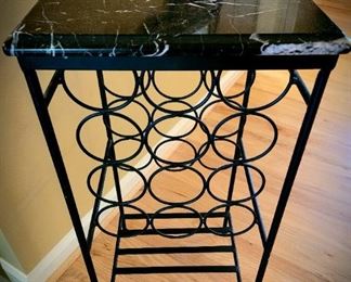Iron wine rack with marble top