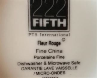 222 Fifth PTS International "Fleur Rouge" fine china