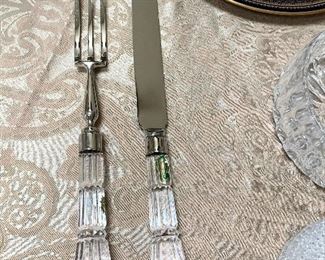 Waterford crystal, carving knife & fork set - never used w/box