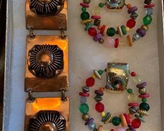 Copper bracelet and beaded earrings 