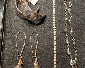 Sterling earrings & bracelet 