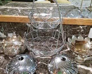 Wire basket, strainers and bowls