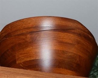 set of wood hand crafted salad bowls