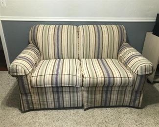 Small striped fabric sofa, 60" x 36"