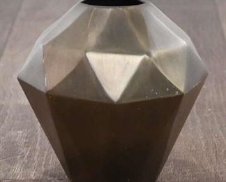 Geometric Goldtone Abstract Pot Vase