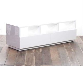 Sleek White 2-Drawer Entertainment Console Tv Stand