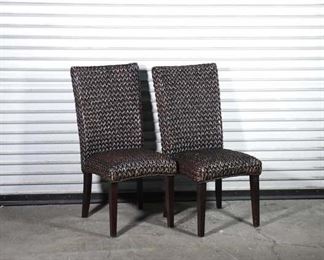 Pair Of Modern Dark Brown Wicker Dining Chairs