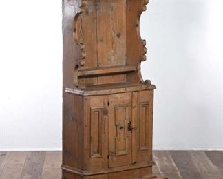 Antique Wood Cabinet With Shelf, Damaged - Key For Door Doesn'T Work