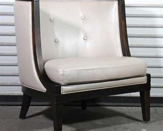 Stylish Beige & Black Tufted Leatherette Corner Chair