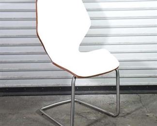 Sophisticated Midcentury Woodgrain & White Dining Chair