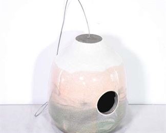 Chic Hunted Fox Los Angeles White, Pink, & Grey Ceramic Hanging Bird Feeder