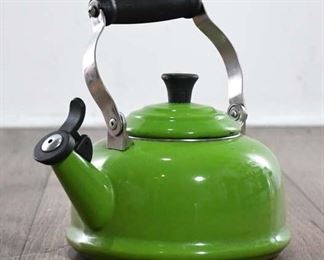 Traditional Green Whistling Metal Teapot