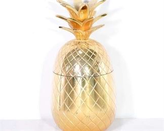 Modern Goldtone Decorative Pineapple Container