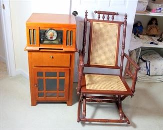 Crosley Model 72 Combination Phonograph, Radio, CD Player with Mission Style Cabinet, Victorian Rocker