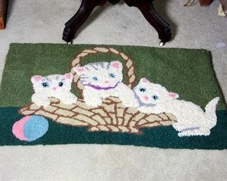 Kitty Hooked Rug Dated 1978