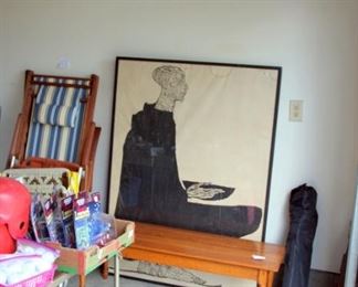 HUGE 1966 MCM Woodblock Titled “Suppliant” by Ben Smith