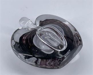 Lot 155
Vintage Murano Glass Apple Paperweight.    https://www.bidrustbelt.com/Event/LotDetails/120507765/Vintage-Murano-Glass-Apple-Paperweight