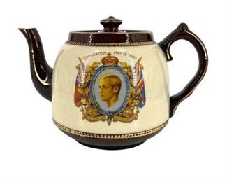 Lot 183
HM King Edward VIII 1937 Coronation Tea Pot.   https://www.bidrustbelt.com/Event/LotDetails/120148045/HM-King-Edward-VIII-1937-Coronation-Tea-Pot