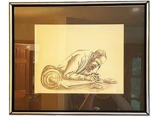 Lot 230
"The Scribe" by Mildred Shofield, Lithograph.    https://www.bidrustbelt.com/Event/LotDetails/120624982/The-Scribe-by-Mildred-Shofield-Lithograph
