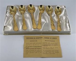 Lot 298
Gold Plate Demitasse Spoons.     https://www.bidrustbelt.com/Event/LotDetails/120534455/Gold-Plate-Demitasse-Spoons