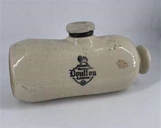 Lot 329
Royal Doulton Antique Stoneware Hot Water Bottle.  https://www.bidrustbelt.com/Event/LotDetails/120279344/Royal-Doulton-Antique-Stoneware-Hot-Water-Bottle