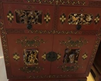 Chinese Red Lacquer, Gold Gilt Chest