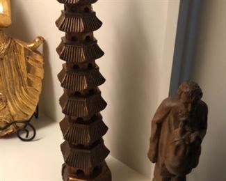 Pagoda and Carved Figure