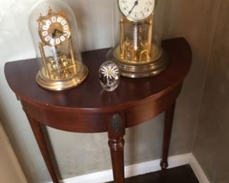 Half Moon Table and Clocks