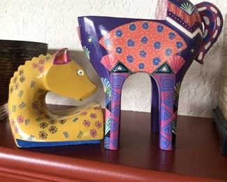 hand painted wood carving 