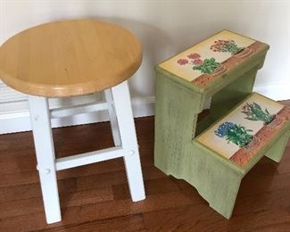 Small White Stool, Painted Step Stool