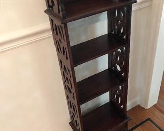 Fretted Mahogany 4 Tier Shelf With 2 Drawers