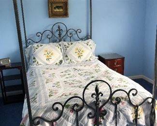 Fleur de Lis Cast Iron Canopy Full Size Bed