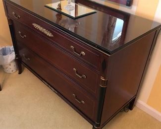 Lovely Art Deco 3 Drawer Dresser w/ Glass Protector